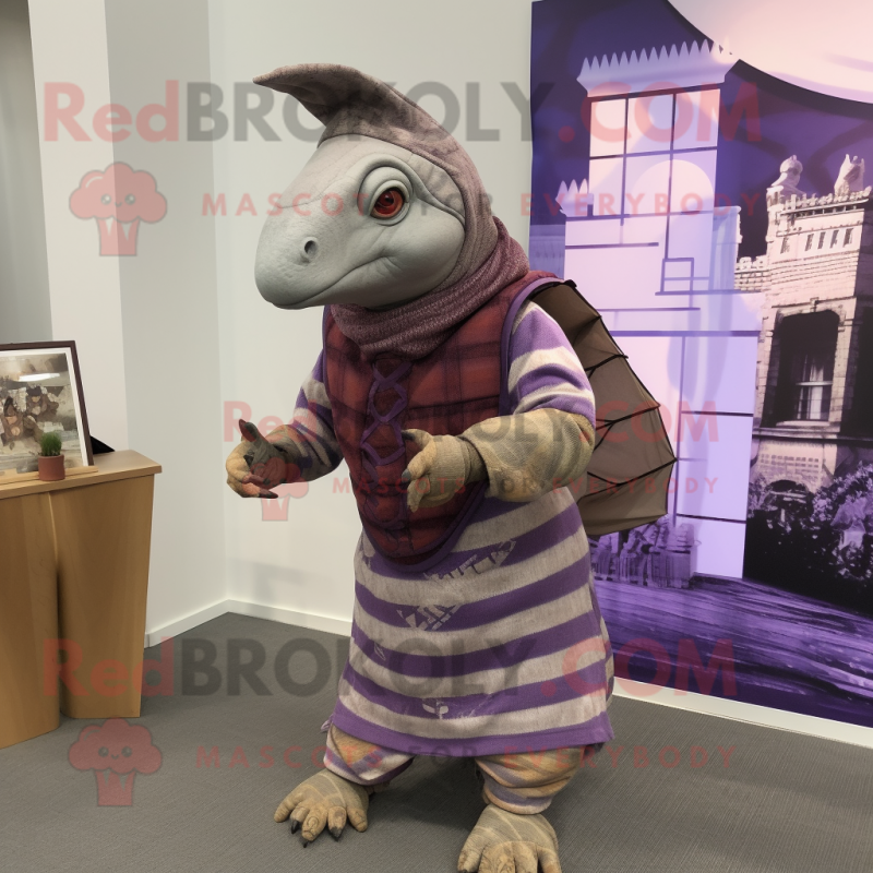 Lavender Armadillo mascot costume character dressed with a Vest and Scarves Lavender Armadillo mascot costume character dressed with a Vest and Scarves