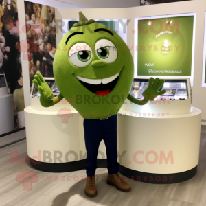 Olive Engagement Ring mascot costume character dressed with a Oxford Shirt and Anklets