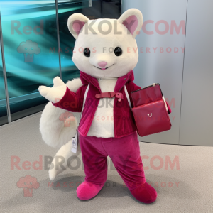 Magenta Ermine mascot costume character dressed with a Corduroy Pants and Wallets
