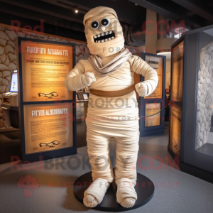 Cream Mummy mascot costume character dressed with a Blouse and Bracelets