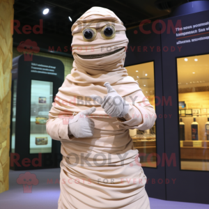 Cream Mummy mascot costume character dressed with a Blouse and Bracelets