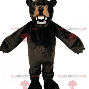 Mascote urso marrom muito irritado. Fantasia de urso pardo -