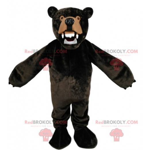 Mascotte dell'orso bruno molto arrabbiato. Costume da orso