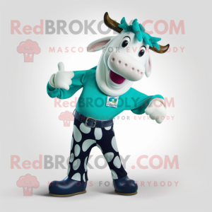 Teal Holstein Cow mascotte...