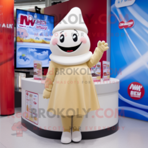 Cream Bracelet mascot costume character dressed with a A-Line Skirt and Beanies