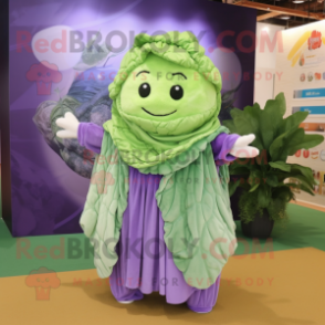 Lavender Cabbage Leaf mascot costume character dressed with a Romper and Shawls