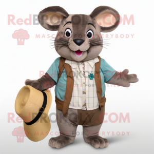 Brown Chinchilla mascot costume character dressed with a Bermuda Shorts and Pocket squares