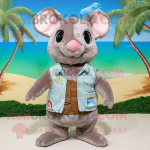 Brown Chinchilla mascot costume character dressed with a Bermuda Shorts and Pocket squares