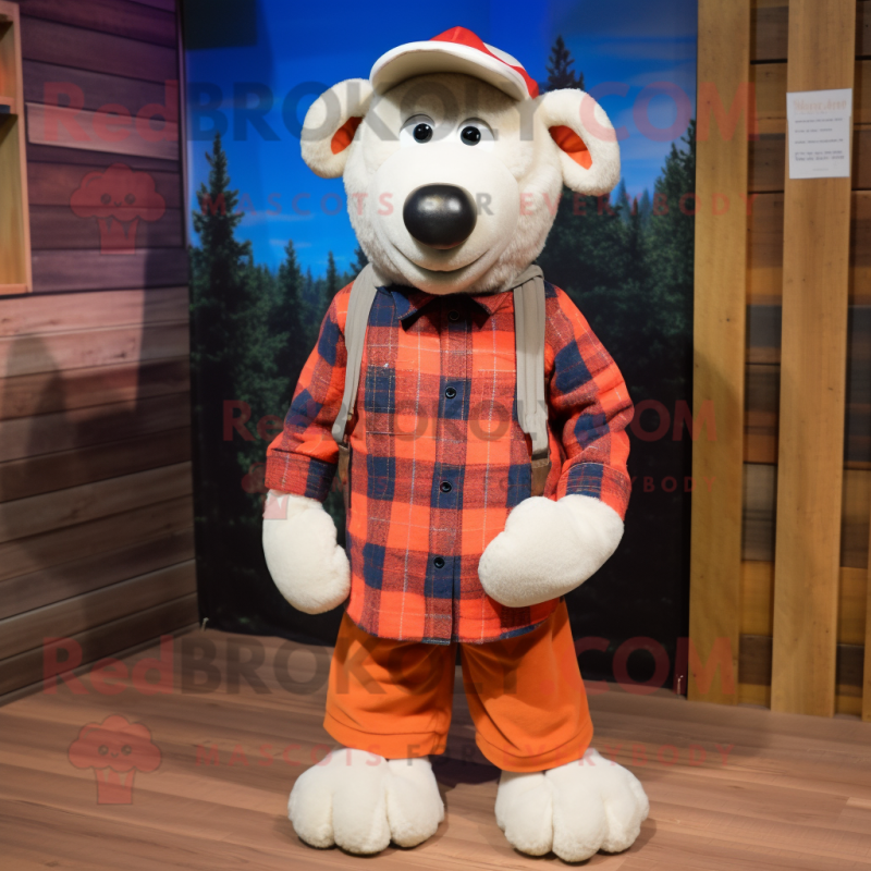 nan Suffolk Sheep mascot costume character dressed with a Flannel Shirt and Caps nan Suffolk Sheep mascot costume character dressed with a Flannel Shirt and Caps