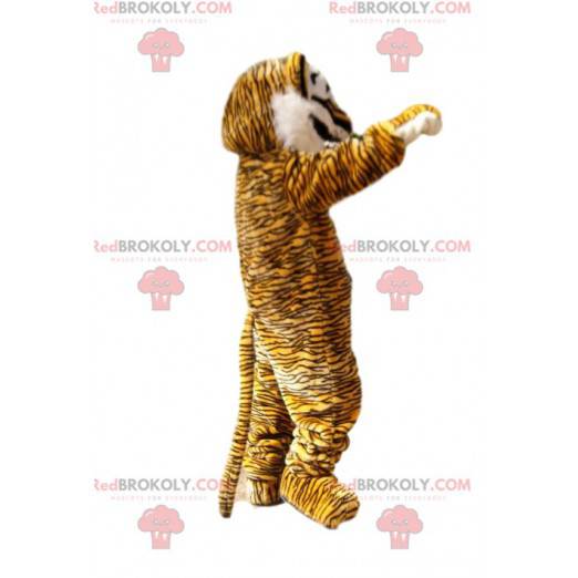 Tiger mascot with a white mane and a pretty pink muzzle -