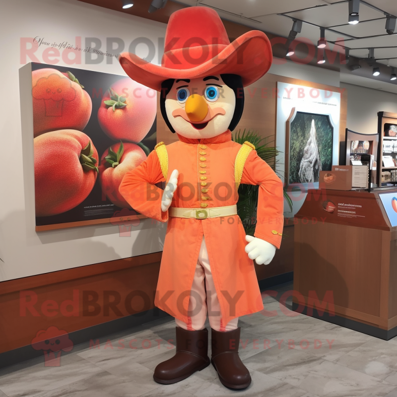 Peach Civil War Soldier mascot costume character dressed with a Sheath Dress and Rings
