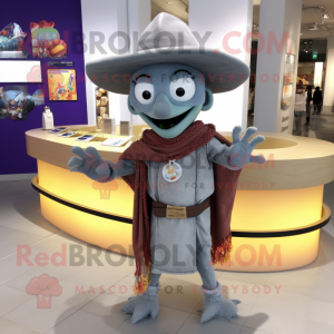 Gray Fajitas mascot costume character dressed with a Coat and Bracelet watches