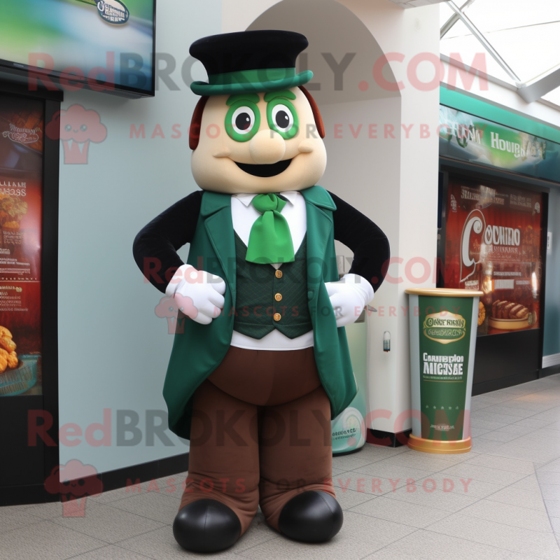Green Guinness mascot costume character dressed with a Vest and Ties Green Guinness mascot costume character dressed with a Vest and Ties