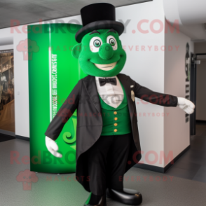 Green Guinness mascot costume character dressed with a Vest and Ties