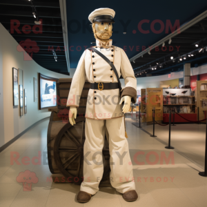 Cream Civil War Soldier mascot costume character dressed with a Cargo Pants and Caps