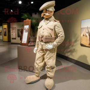 Cream Civil War Soldier mascot costume character dressed with a Cargo Pants and Caps