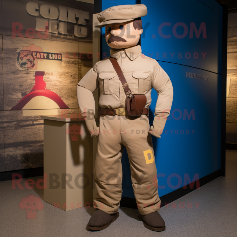 Cream Civil War Soldier mascot costume character dressed with a Cargo Pants and Caps