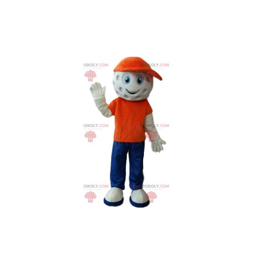 Mascote do personagem com a cabeça em forma de bola de golfe - Mascote do personagem com a cabeça em forma de bola de golfe -