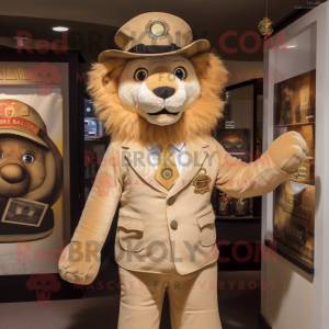 Tan Lion maskot kostume...