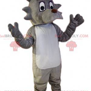 Gray and white dog mascot with a golden crown - Redbrokoly.com
