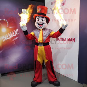 nan Fire Eater mascot costume character dressed with a Suit Pants and Cummerbunds
