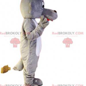 Mascotte de chien gris et blanc avec un long museau -
