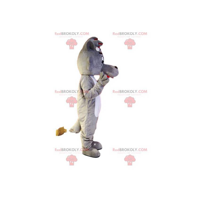 Grå og hvit hundemaskot med lang snute - Redbrokoly.com Grå og hvit hundemaskot med lang snute - Redbrokoly.com