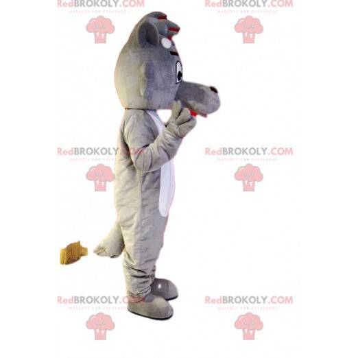 Gray and white dog mascot with a long muzzle - Redbrokoly.com