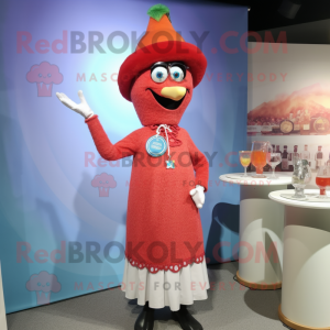 nan Shakshuka mascot costume character dressed with a Cocktail Dress and Hat pins