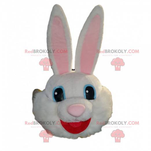 Bardzo szczęśliwy biały królik maskotka głowa - Redbrokoly.com