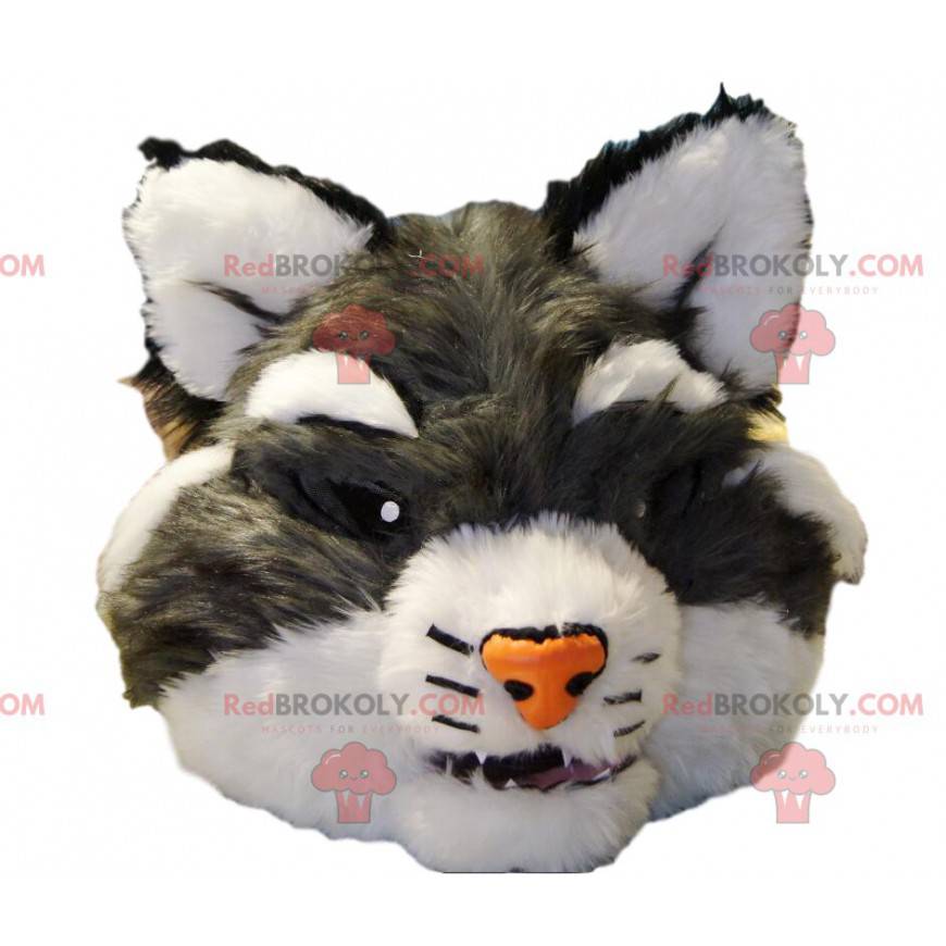 Tête de mascotte de chat sauvage gris - Redbrokoly.com