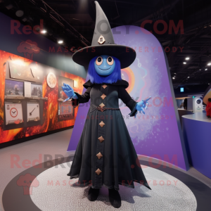 Navy Witch'S Hat mascot costume character dressed with a Leggings and Keychains