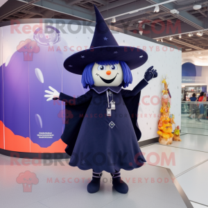 Navy Witch'S Hat mascot costume character dressed with a Leggings and Keychains