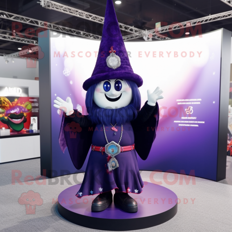 Navy Witch'S Hat mascot costume character dressed with a Leggings and Keychains