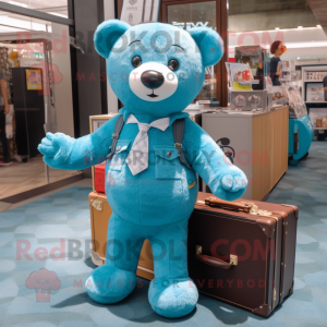 Teal teddybeer mascotte...