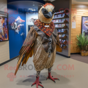 Tan Pheasant mascot costume character dressed with a Joggers and Shawls