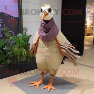 Tan Pheasant mascot costume character dressed with a Joggers and Shawls