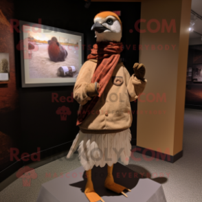 Tan Pheasant mascot costume character dressed with a Joggers and Shawls