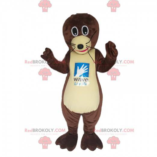 Bruine otter mascotte met grote zwarte ogen! - Redbrokoly.com