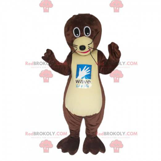 Mascotte lontra marrone con grandi occhi neri! - Redbrokoly.com