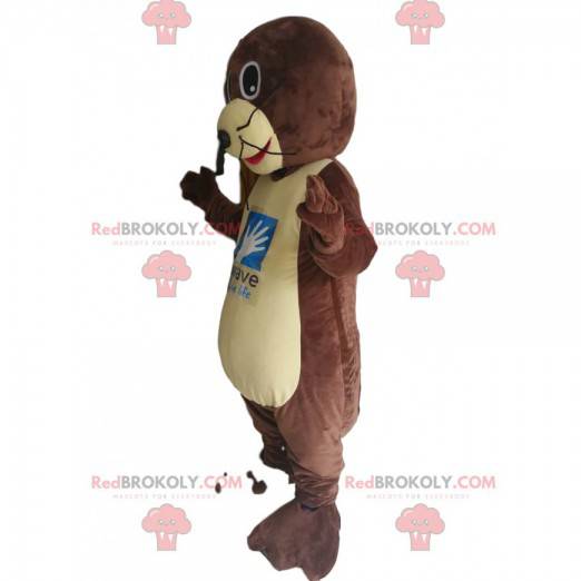 Bruine otter mascotte met grote zwarte ogen! - Redbrokoly.com