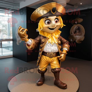 Gold Pirate mascot costume character dressed with a Blouse and Anklets