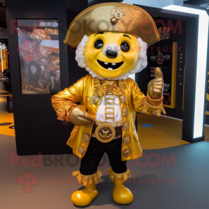 Gold Pirate mascot costume character dressed with a Blouse and Anklets
