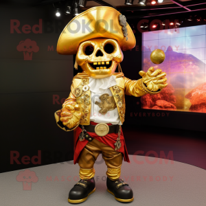 Gold Pirate mascot costume character dressed with a Blouse and Anklets