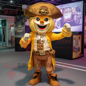 Gold Pirate mascot costume character dressed with a Blouse and Anklets