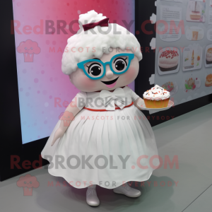 Hvid Cupcake maskot kostume...