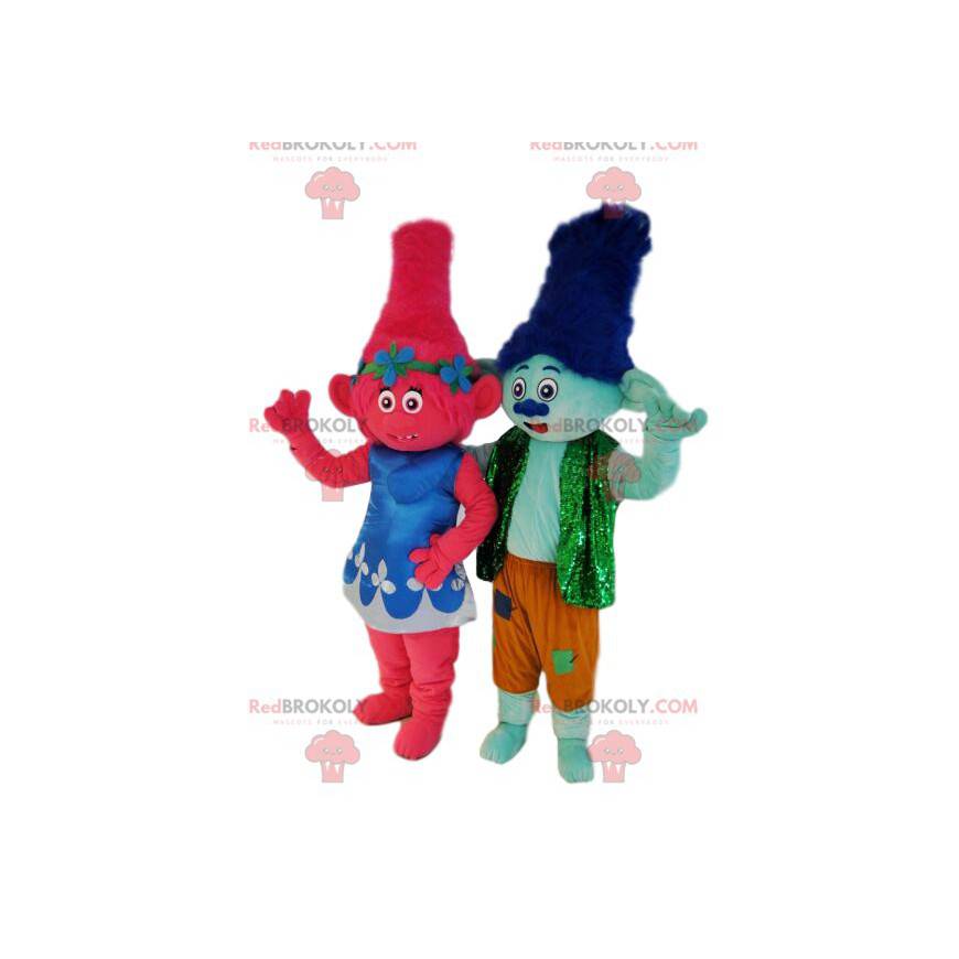 Fuchsia og blå lille ogres maskot duo - Redbrokoly.com