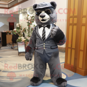 Silver Spectacled Bear mascot costume character dressed with a Suit and Ties