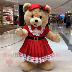 nan Teddy Bear mascot costume character dressed with a Pleated Skirt and Handbags