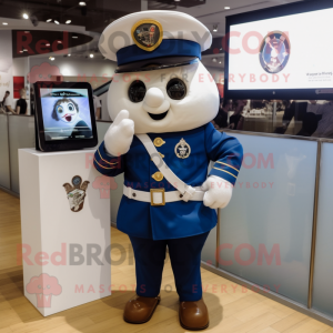Navy Pepper mascot costume character dressed with a Chinos and Digital watches
